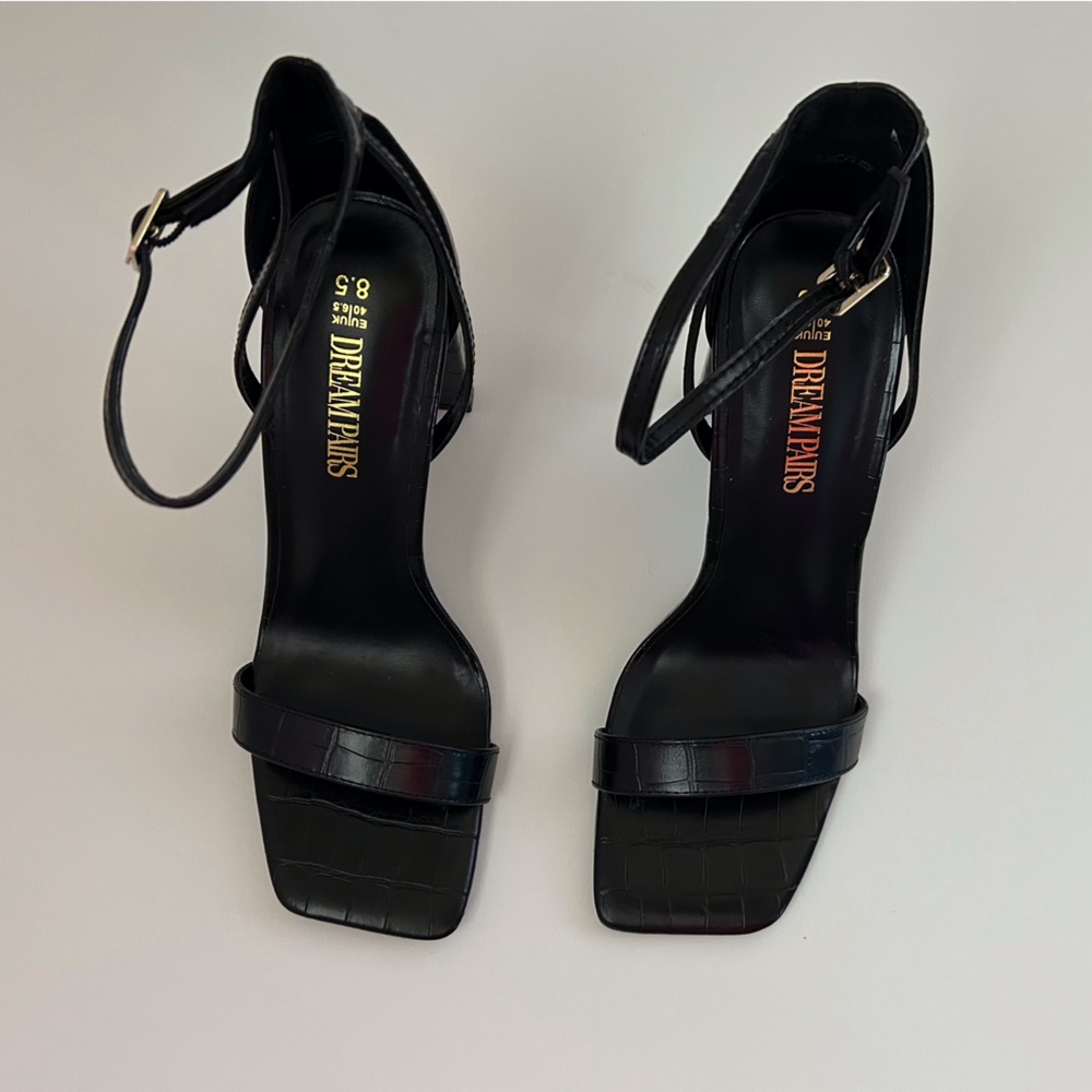 Dream Pairs Women’s High Heels Chunky Block Square Toe Black Size 8.5